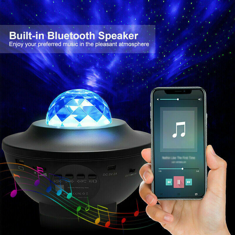 LED Galaxy Starry Night Light Baby Room Lamp Projector Bluetooth Music Playback