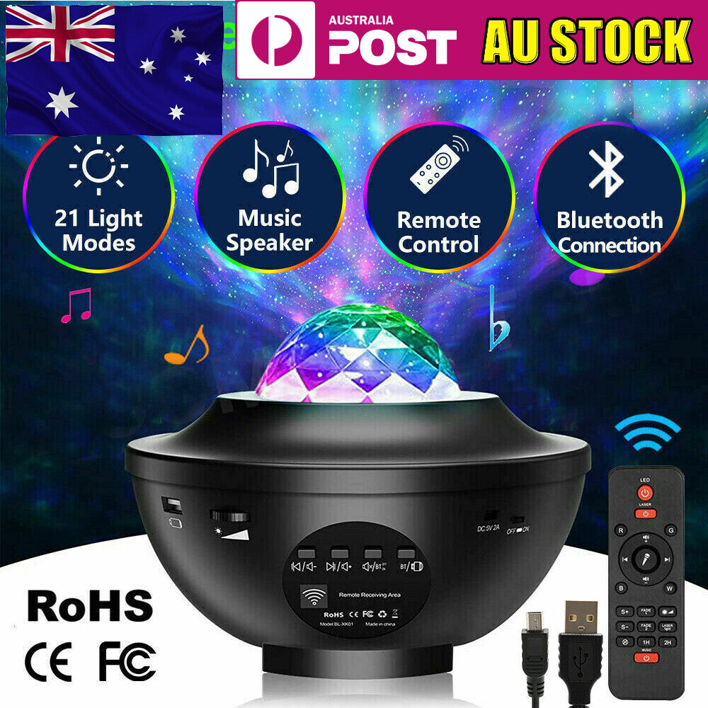 LED Galaxy Starry Night Light Baby Room Lamp Projector Bluetooth Music Playback