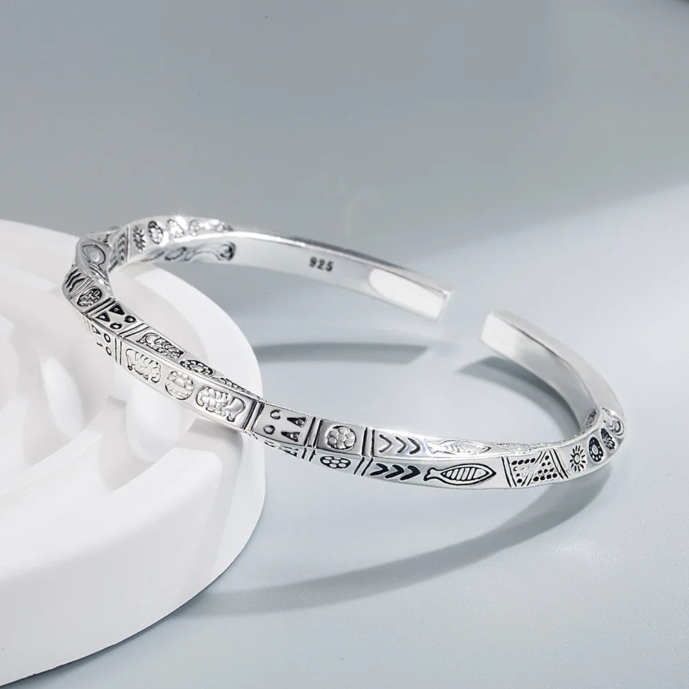925 Sterling Silver Geometry Totems Open Bracelets Bangles for Women Luxury Designer Jewelry Gift Female Gaabou