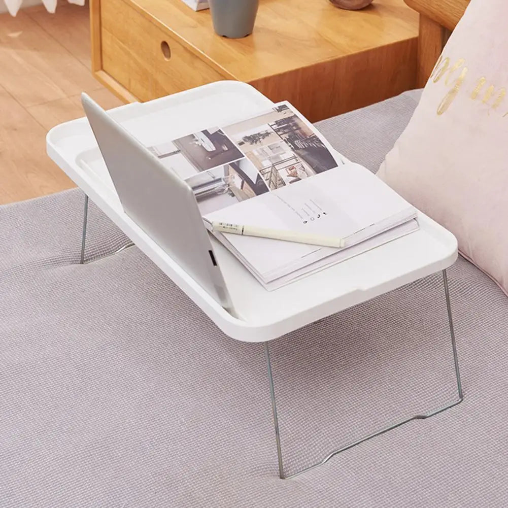 Portable Breakfast Tray Portable Folding Laptop Table with Cup Holder for Student Dormitory Sofa Stable Bed Tray with Non-Slip