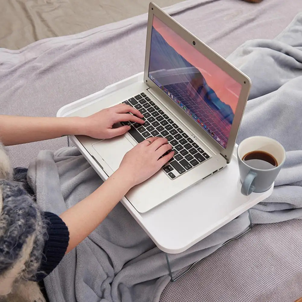 Portable Breakfast Tray Portable Folding Laptop Table with Cup Holder for Student Dormitory Sofa Stable Bed Tray with Non-Slip