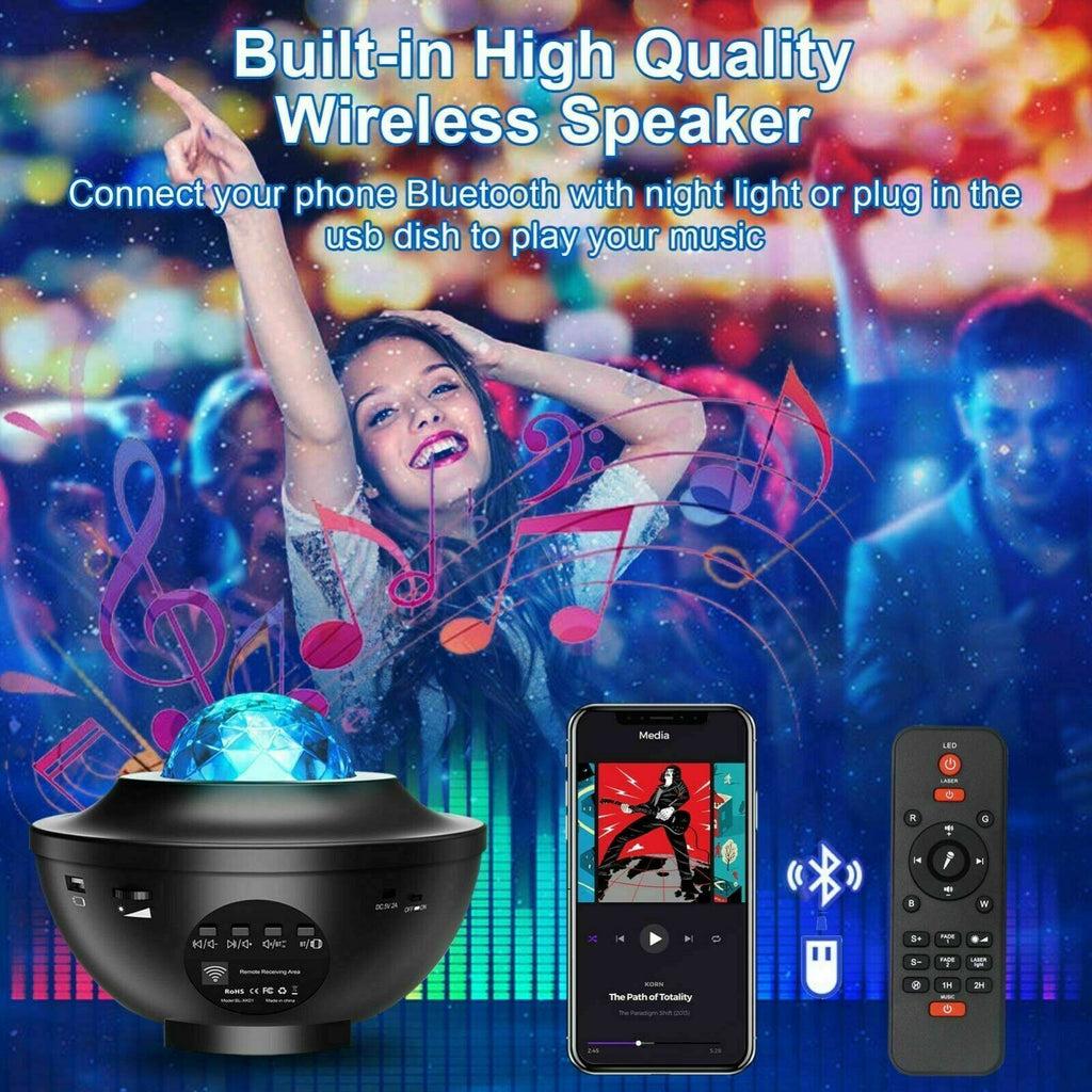 LED Galaxy Starry Night Light Baby Room Lamp Projector Bluetooth Music Playback